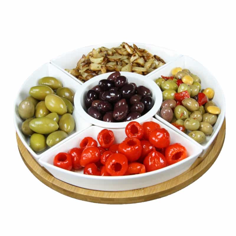 Elama Signature 12 1/4 Inch 6-Piece Lazy Susan Appetizer And Condiment Server Set With 5 Serving Di