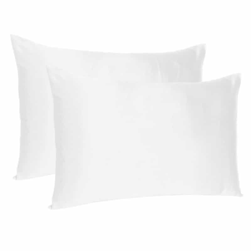 White Dreamy Set Of 2 Silky Satin Standard Pillowcases