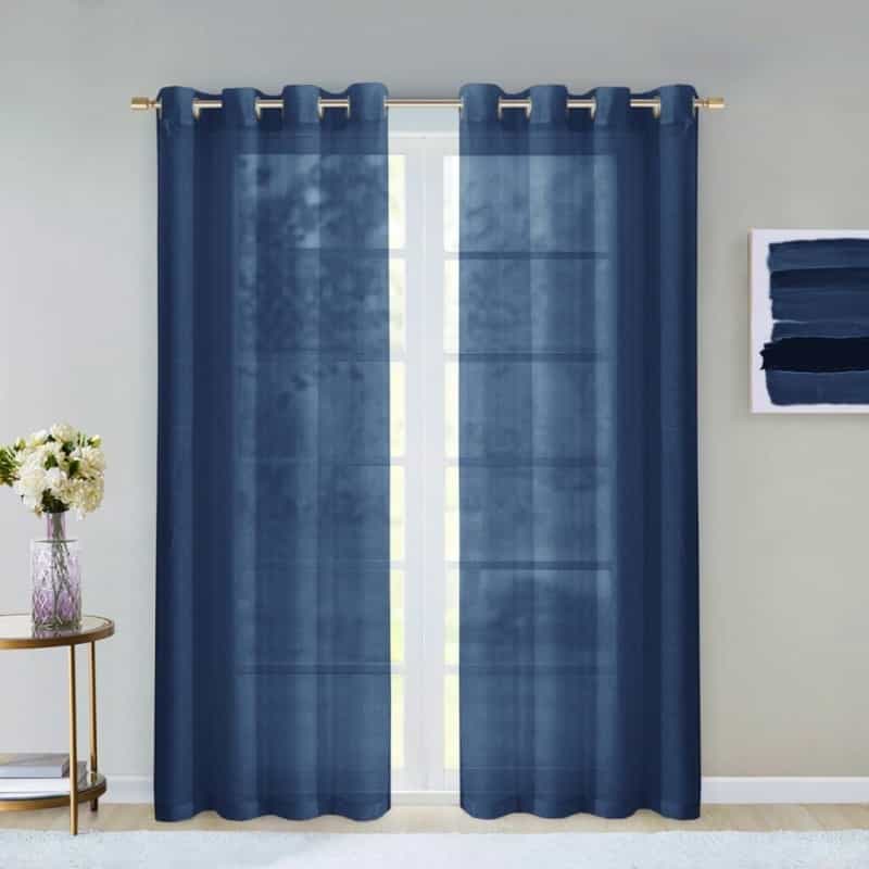 Set Of Two 84" Blue Solid Modern Window Panels