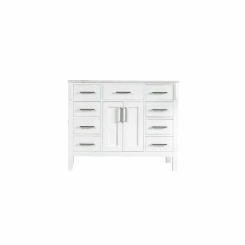 Fawna White Wood Freestanding Single Sink Bathroom Vanity With Pure White Top & Brushed Nickel Cabinet Pull - 42" (4" Faucet Hole Spacing) (Assembled) - White