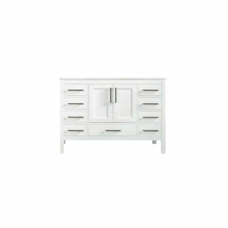 Ashley White Wood Freestanding Single Sink Bathroom Vanity With Cashmere Top & Brushed Nickel Cabinet Pull - 48" (4" Faucet Hole Spacing) (Assembled) - White