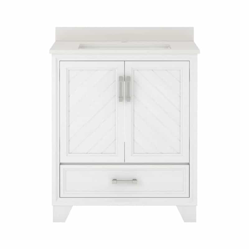 Ashlow White Oak Wood Freestanding Single Sink Bathroom Vanity With Engineered Stone Top - 30" - White Oak