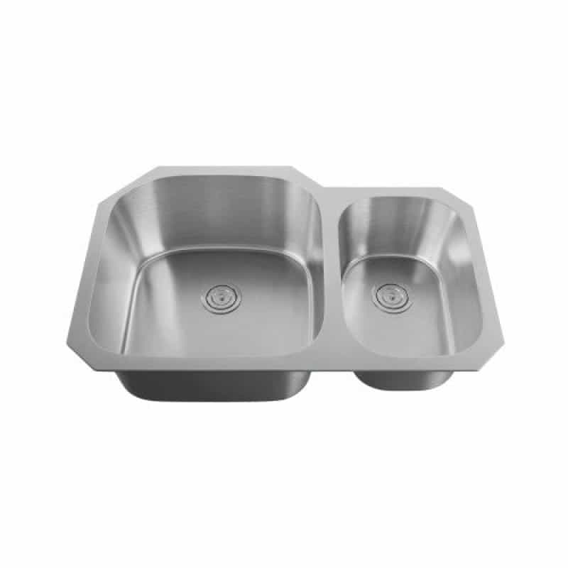 6001 3120 Metallic Stainless Steel Undermount Double Bowl Kitchen Sink - 18" X 31 1/2" X 7" With Grid & Strainer - Satin