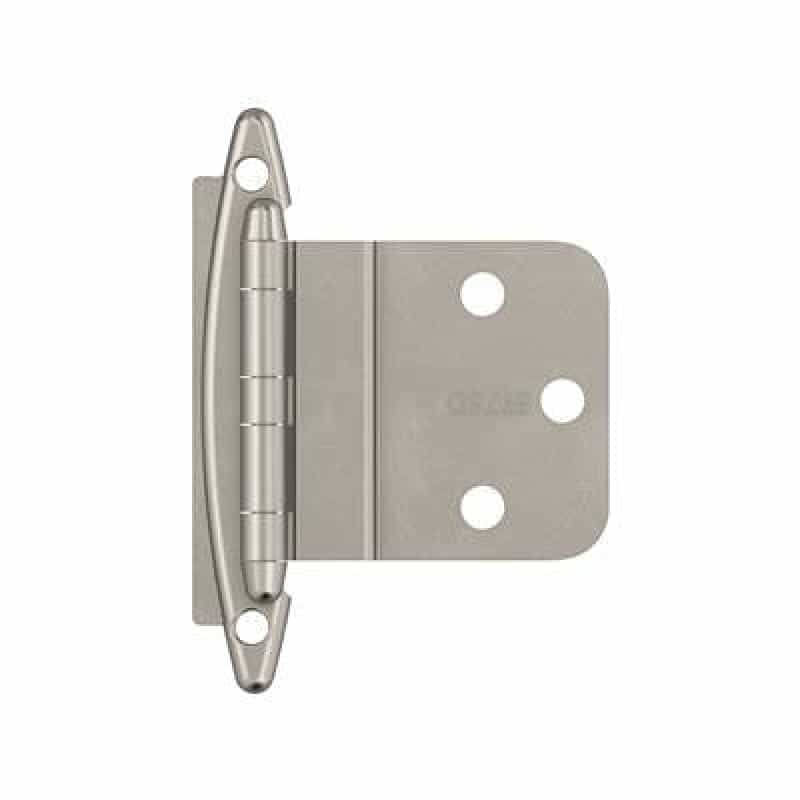 Satin Nickel Steel Face Frame Free Swing Surface Mount Cabinet Hinge - 3/8" (10 Mm) Inset - Satin Nickel