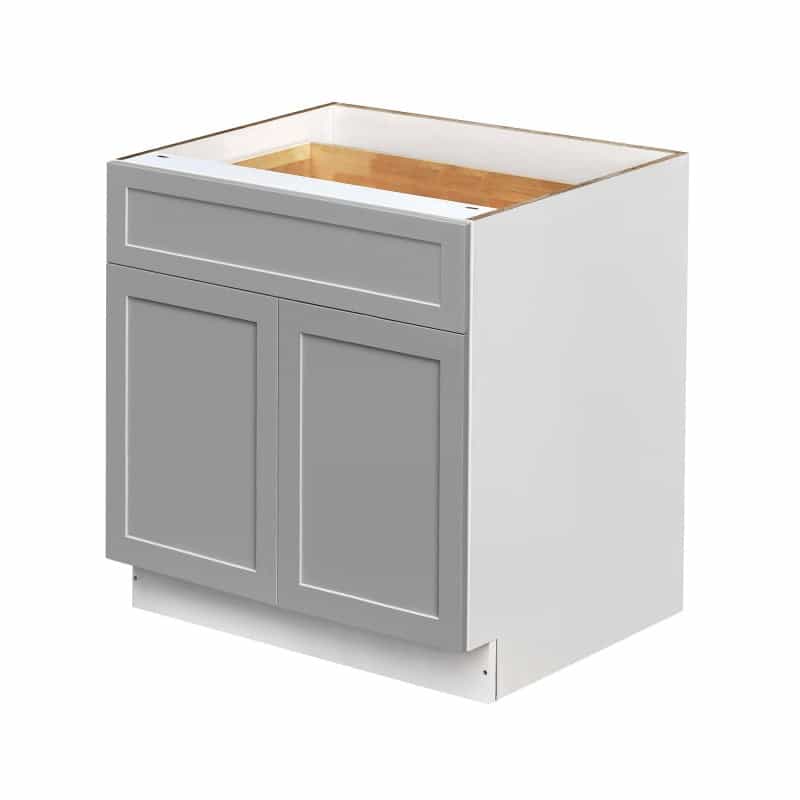 Mallorca Icgs.B33 Dolphin Gray Shaker Wood Kitchen Base Cabinet - 33" X 24" X 34 1/2" (Assembly Required) - Dolphin Gray