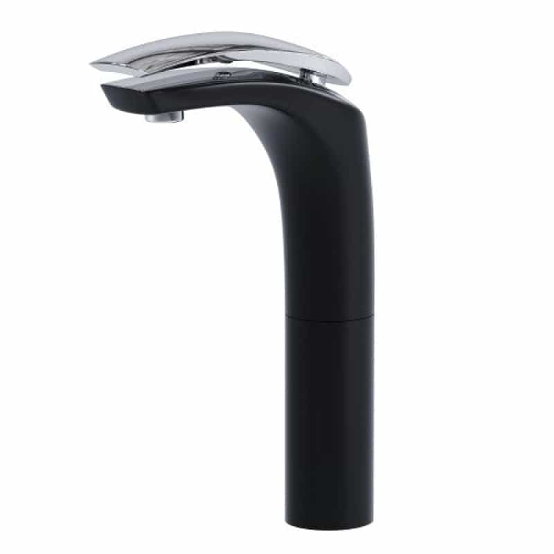 8001 018 10 Chrome / Black Brass Vessel Bathroom Faucet - Single Handle / One Hole - Chrome / Black