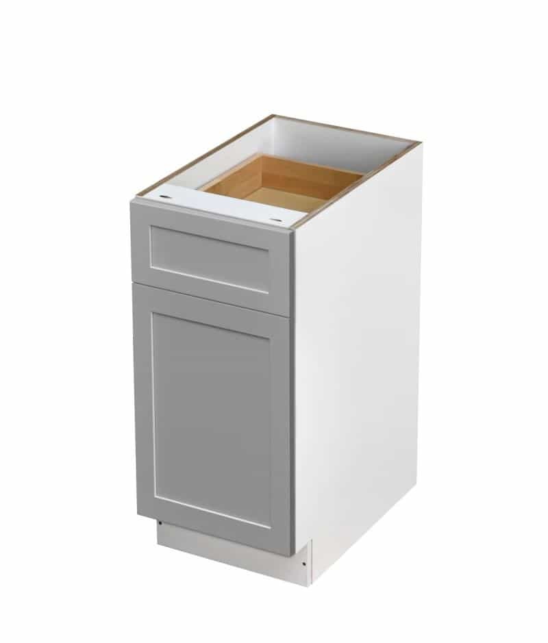 Mallorca Dolphin Gray Shaker Wood Kitchen Base Cabinet - 15" X 24" X 34 1/2" (Assembly Required) - Dolphin Gray