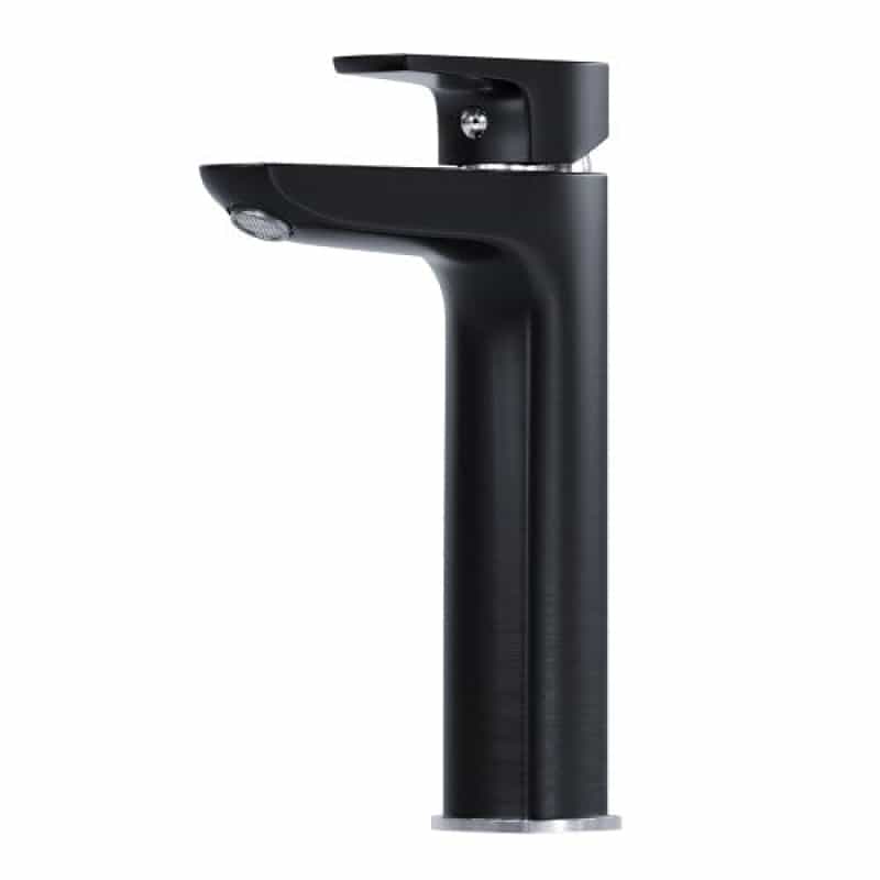 8001 022 10 Chrome / Black Brass Vessel Bathroom Faucet - Single Handle / One Hole - Chrome / Black