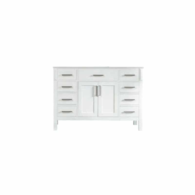 Fawna White Wood Freestanding Single Sink Bathroom Vanity With Pure White Top & Brushed Nickel Cabinet Pull - 48" (4" Faucet Hole Spacing) (Assembled) - White