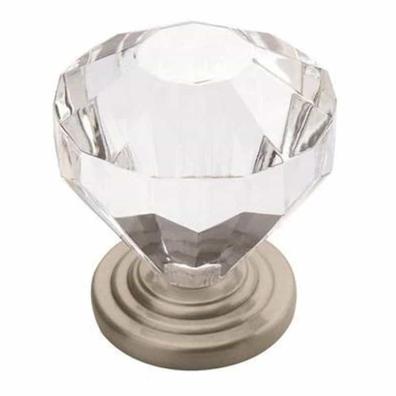 Traditional Classics Zinc & Acrylic Cabinet Knob - Clear / Satin Nickel - 1 1/4" (32 Mm) Length