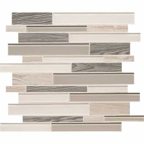 Idyllic Blends Serene Storm Glass, Stone, & Lvt Mosaic - Linear - Honed