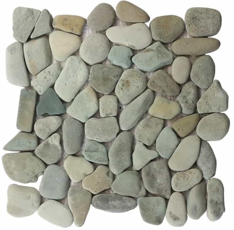 Taipei Green Interlocking Pebble Mosaic - 12" X 12" - Honed