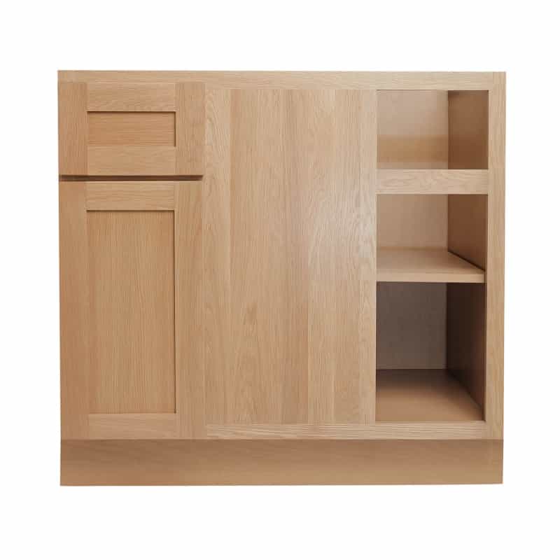 White Oak Wood Kitchen Corner Blind Base Cabinet - 36" X 24" X 34.5" (Assembly Required) - White Oak