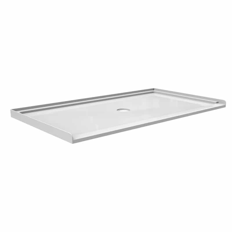 White Acrylic Single Threshold Shower Base - 36" X 64" With Center Drain - Textured