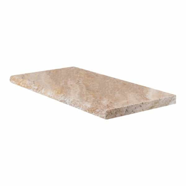 Scabos Cross Cut Travertine Bullnose Coping - Tumbled