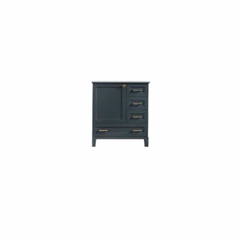 Paloma Dark Grey Wood Freestanding Bathroom Vanity With Gold Cabinet Pull - 30" (Assembled) - Dark Grey