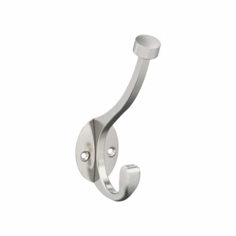 Adare Zinc Double Prong Decorative Hook - Satin Nickel - 5 1/2" (140 Mm) Length