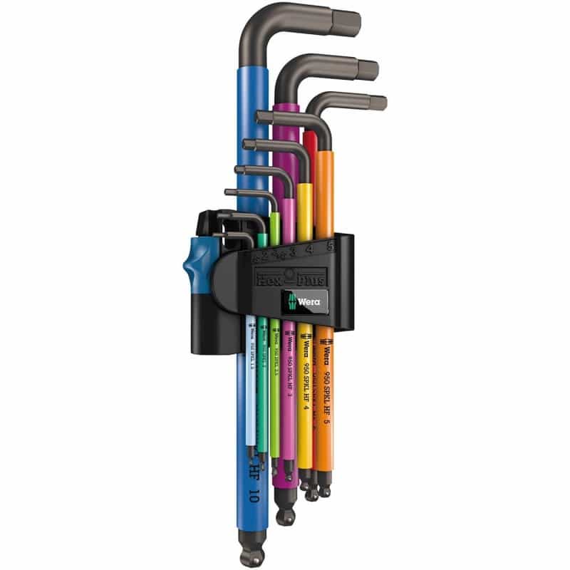 Wera Hex-Plus Color Coded Long Shaft Metric L-Key Wrench With Hold Function Set (9-Piece Set)