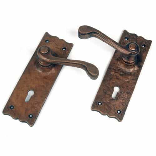 Restorers Large Iron Lever Door Set With Scalloped Backplate