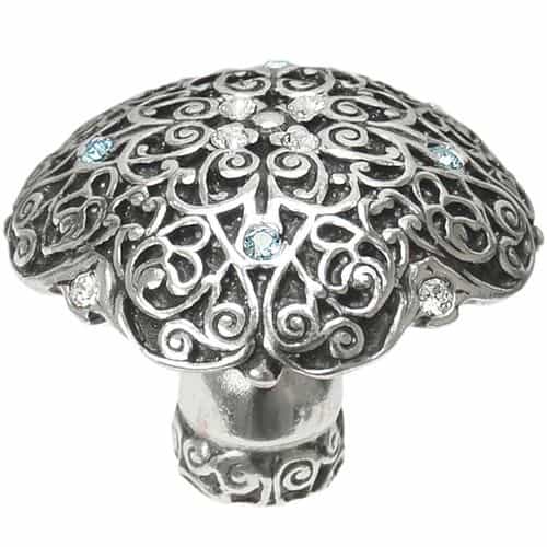 Carpe Diem Monticello Round Knob Clear And Aquamarine Swarovski