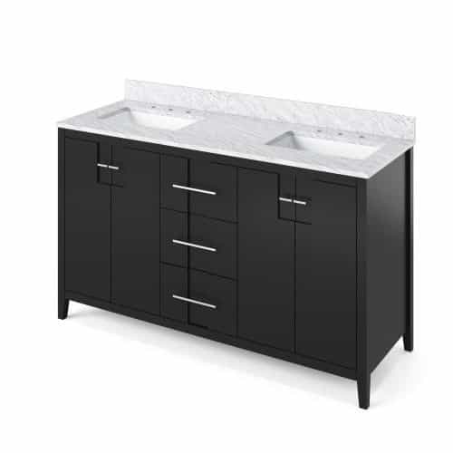 Jeffrey Alexander Black Katara Double Vanity & White Carrara Marble