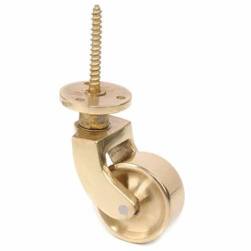 Restorers Threaded Solid Brass Screw Caster - 13/16 Inch Wheel