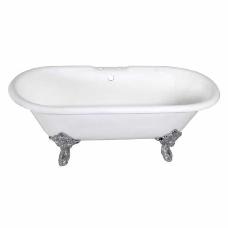 Aqua Eden 72 Inch Cast Iron Double End Clawfoot Bath Tub - 7 Inch