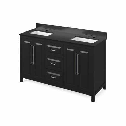 Jeffrey Alexander Black Cade Double Vanity With Black Granite Top