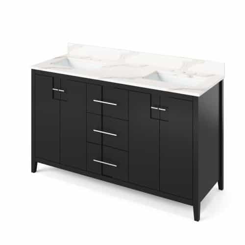 Jeffrey Alexander Black Katara Double Vanity & Calacatta Quartz