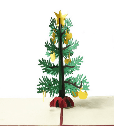 3D Christmas Tree With Ornaments Greeting Card Memories Treasured Forever