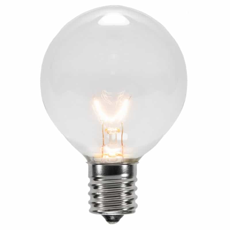G50 Clear Transparent Globe Lights, E17 - Intermediate Base
