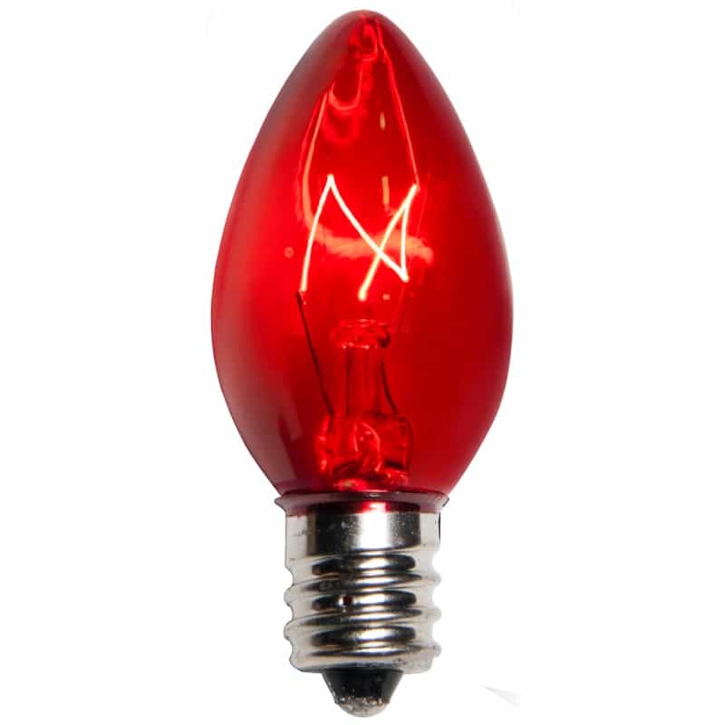 C7 Red Triple Dipped Transparent Bulbs
