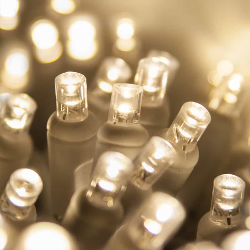 5Mm Twinkle Wide Angle Warm White Led Christmas Lights On White Wire, Male Plug Only