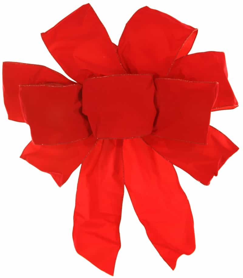 Red Wire Puff Velvet Bow, 9-Loop