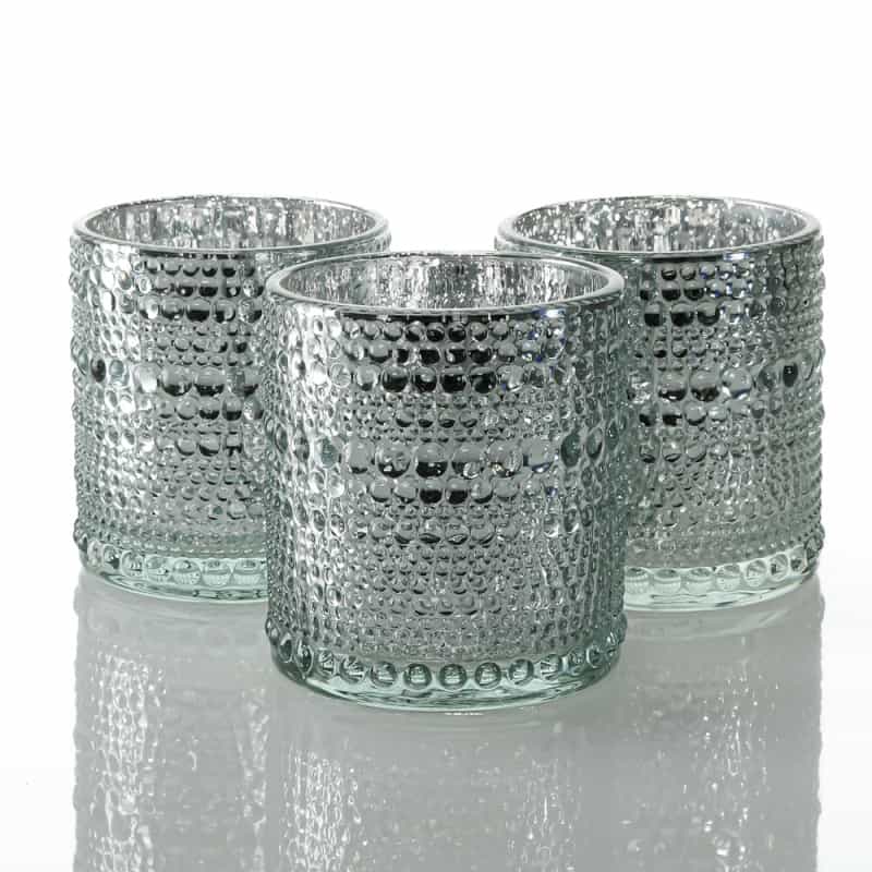 Richland Mercury Candle Holder Pearly Silver Small Set Of 6
