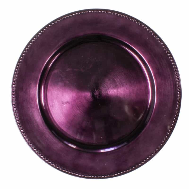 Richland Beaded Charger Plate 13" Eggplant Set Of 12