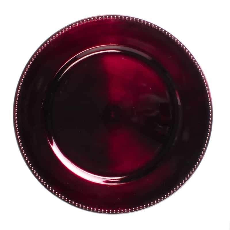 Richland Beaded Charger Plate 13" Burgundy Set Of 48